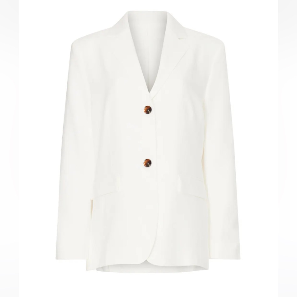 Samsoe Samsoe Luzy White Clear Cream Oversized Fromt Double Button Jacket